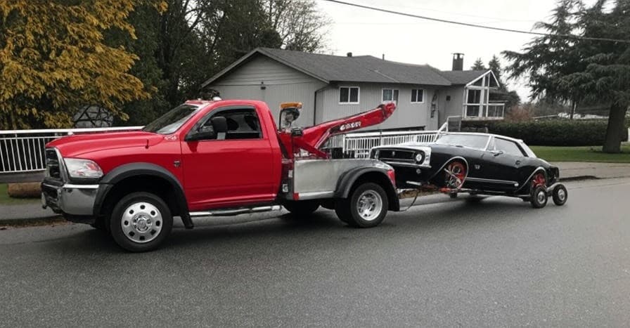 Tow truck assisting a vehicle